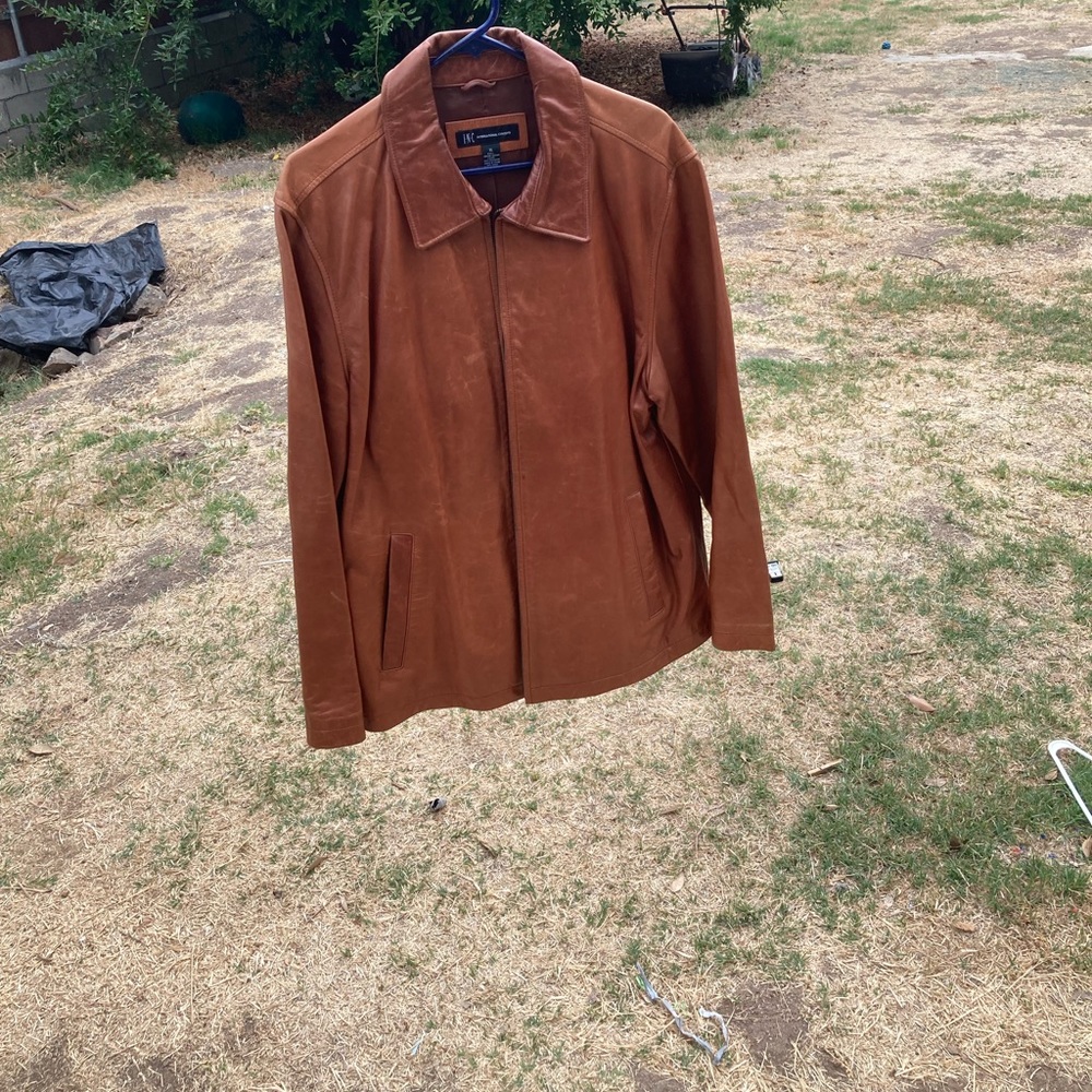 Brown men’s leather Jacket International Concepts